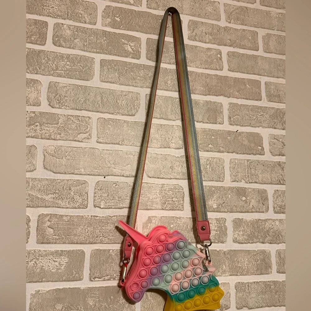 Cat & Jack Unicorn Pop It Crossbody Purse | Rainbow Silicone Kids Bag - Picture 1 of 5